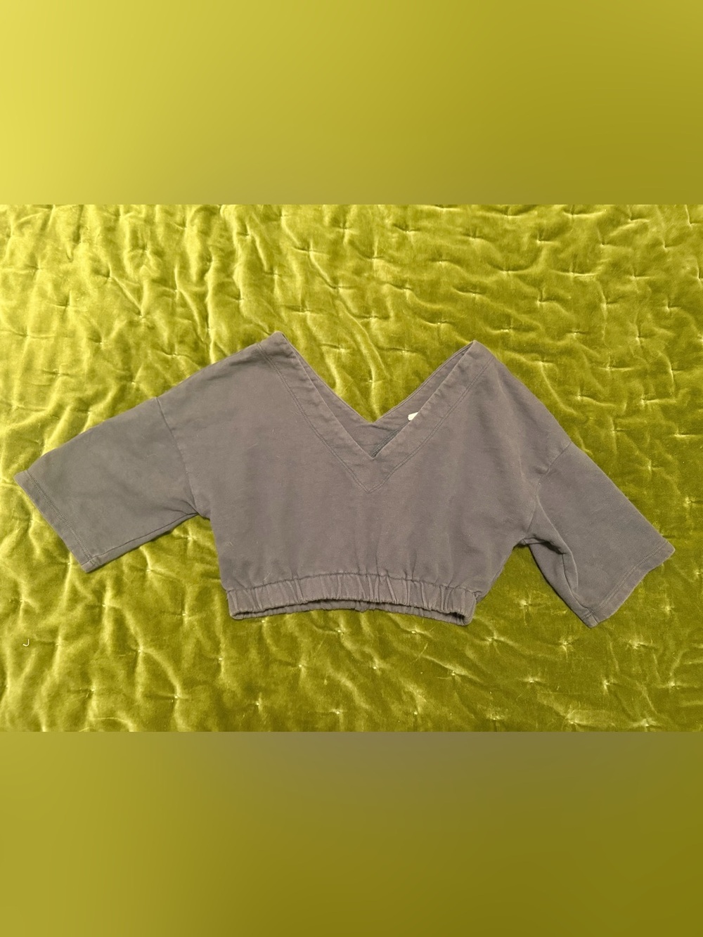 Cropped V-Neck Sweatshirt Top in Charcoal by Salty